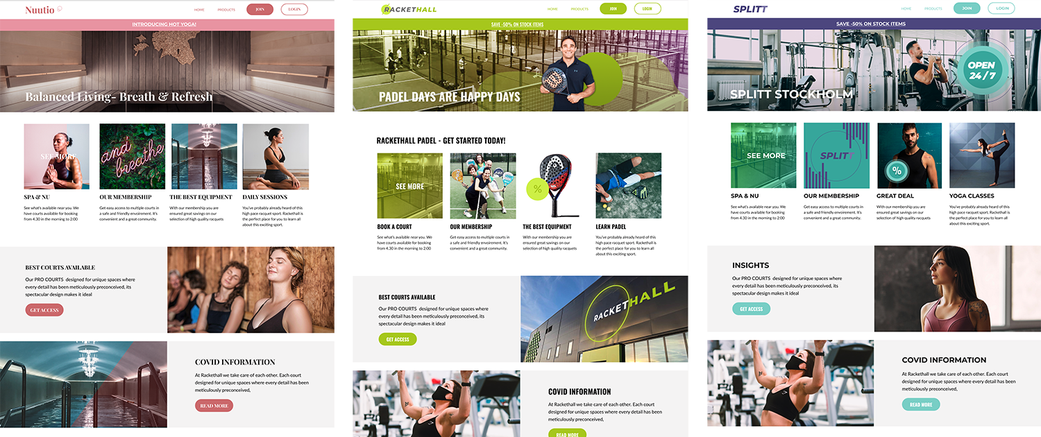 Best practices for a powerful gym website - Mockups of Mobility web