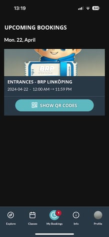 entry list in the app